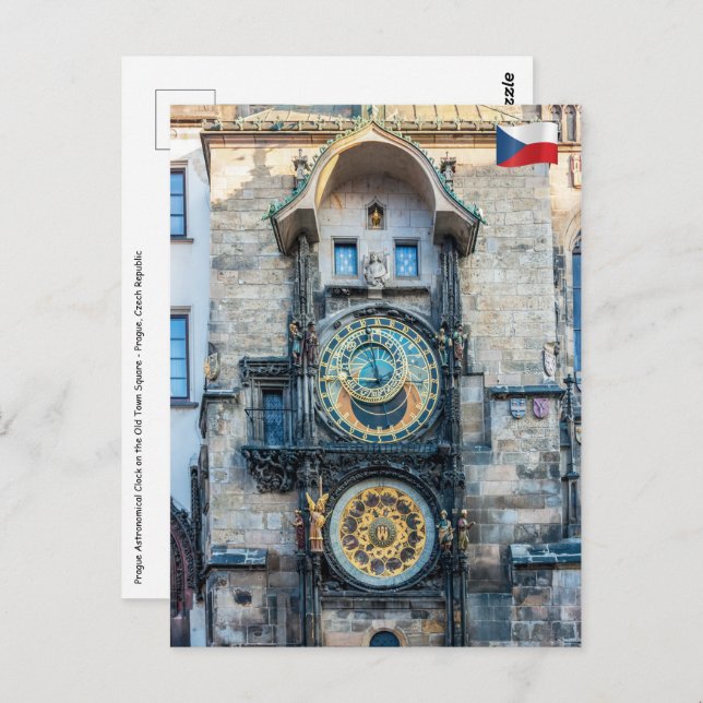 Carte Postale Horloge astronomique de Prague (Devant / Derrière)