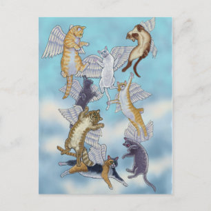 Carte Postale Horloge des chats anges