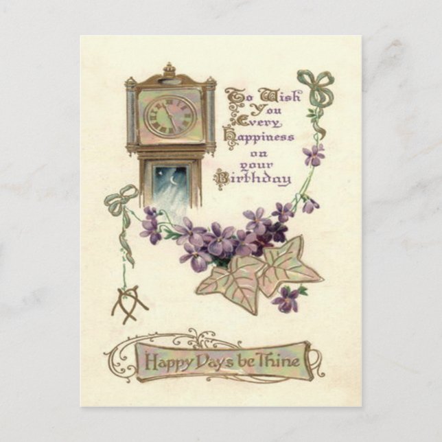 Carte Postale Horloge Grand-Père Oubliez-Moi Pas Feuilles (Devant)