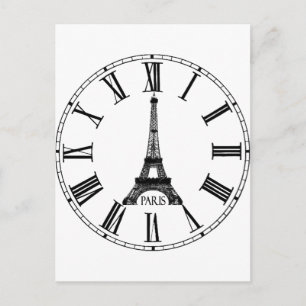 Carte Postale Horloge Tour Eiffel Paris