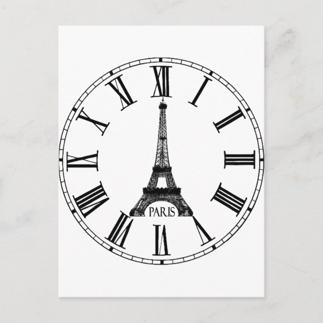 Carte Postale Horloge Tour Eiffel Paris (Devant)