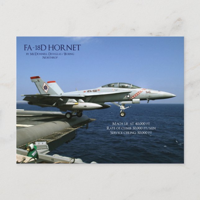 Carte Postale Hornet FA-18D (Devant)