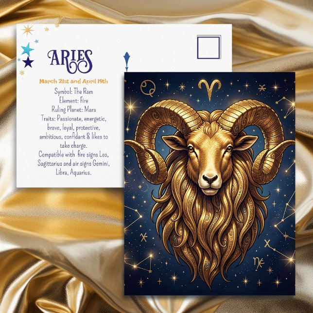Carte Postale Horoscope Sign Aries | Keeping in Touch (Créateur téléchargé)