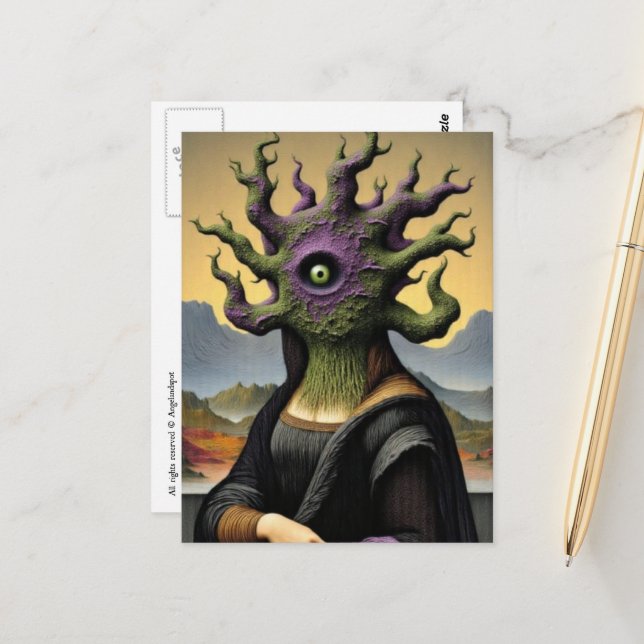 Carte Postale Horreur de Mona Lisa (Devant/Arrière en situation)