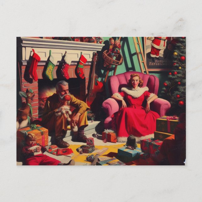 Carte Postale Horreur Éffrayant Noël Retro Portrait de famille (Devant)