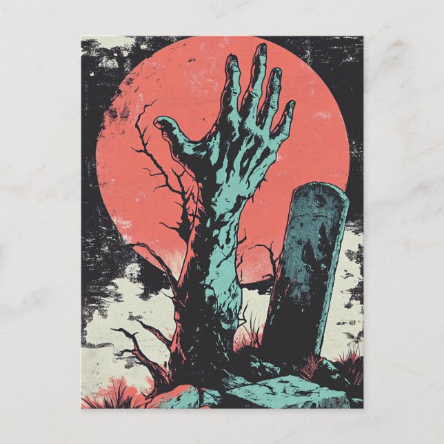 Carte Postale Horror Comic Zombie Graveyard (Devant)