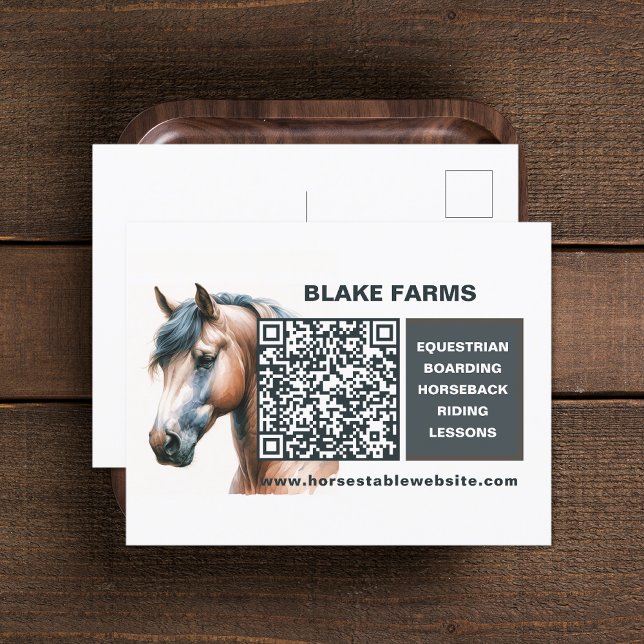 Carte postale Horse Business QR Code (Horse Business QR Code Postcard (front and back))