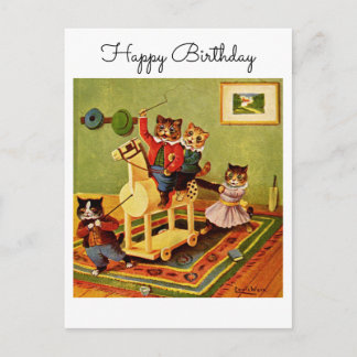 Carte Postale Horse Escapade Happy Birthday From a Cat Cavalry