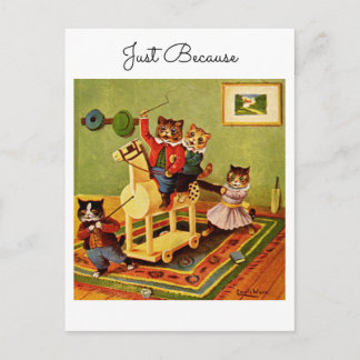 Carte Postale Horse Escapade Just Because From a Cat Cavalry