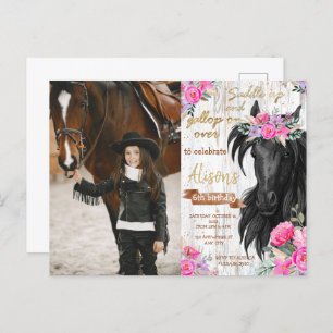Carte Postale Horse fête d'anniversaire rustique Cowgirl Anniver