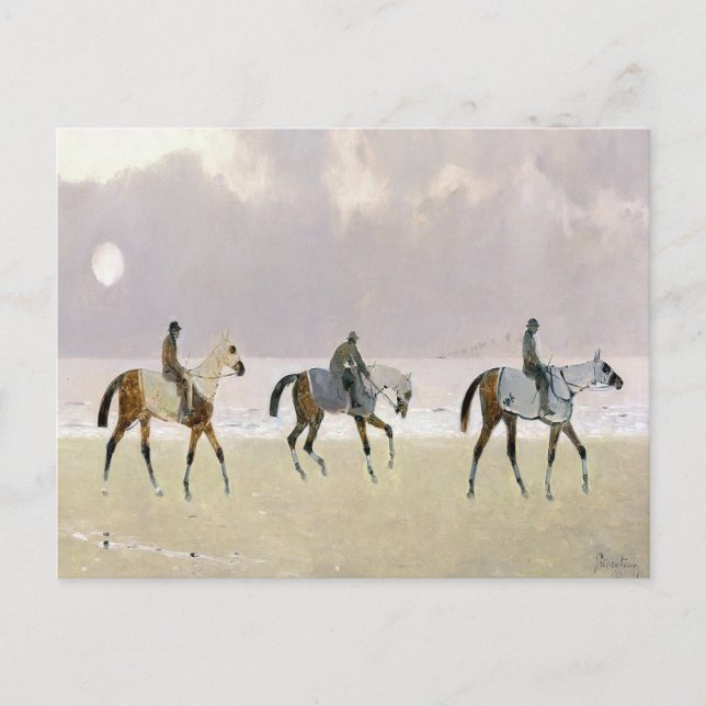 Carte Postale Horse Riders on the Beach 1892 (Devant)