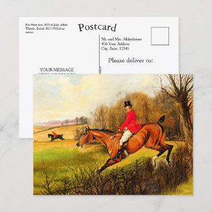 Carte Postale Horseman de la scène de chasse Fox Country