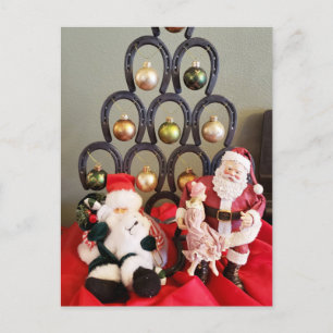 Carte Postale Horseshoe arbre de Noël Santa Clause photographie