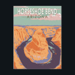 Carte Postale Horseshoe Bend Art de voyage Vintage<br><div class="desc">Conception d'illustration vectorielle de Horseshoe Bend Colorado River.</div>