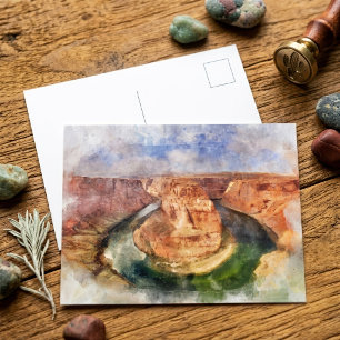 Carte Postale Horseshoe Bend in Grand Canyon aquarelle