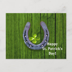 Carte Postale Horseshoe Shamrock 2 St. Patrick's Day Postcard