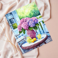 Hortensia Violet avec Limonade sur Porche en Osier