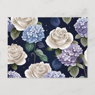 Carte Postale Hortensias Et Roses Blanches