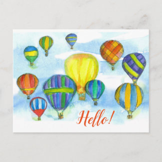 Carte Postale Hot Air Balloon Bonjour salutations