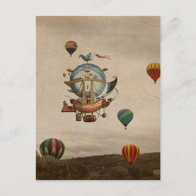 Carte Postale Hot Air Balloon, La Minerve 1803  travel in style (Devant)