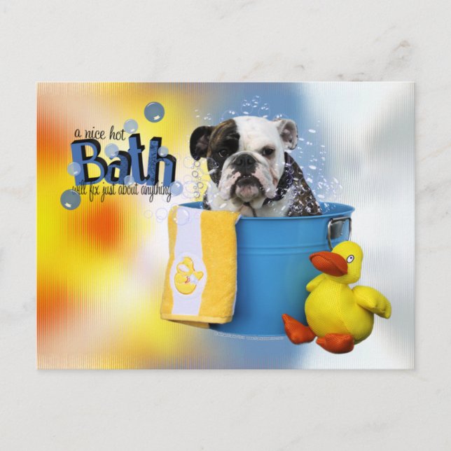 Carte Postale Hot Bath - Français Bulldog - Delilah (Devant)