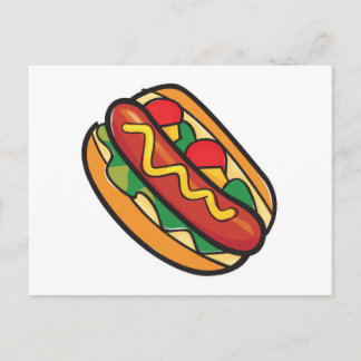 Carte Postale hot dog à bun
