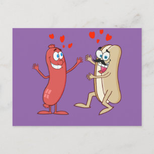 Carte Postale Hot Dog and Bun - L'amour à la première vue