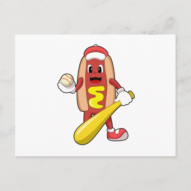 Carte Postale Hot dog at baseball with baseball (Devant)