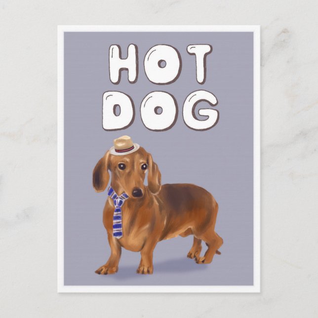Carte Postale Hot Dog Funny Dachshund Word Pun (Devant)