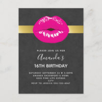Hot Rose Lèvres Glamour Invitation Anniversaire