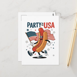 Carte Postale Hotdog 4 juillet feux d'artifice Fête de l'Indépen