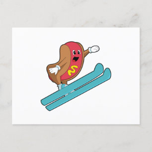 Carte Postale Hotdog comme sauteur de ski avec Ski.PNG