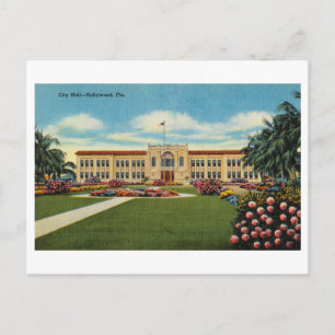Carte Postale Hôtel de ville à Hollywood, Floride, Vintage voyag