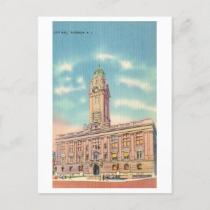 Carte Postale Hôtel de ville à Paterson, New Jersey, Vintage voy