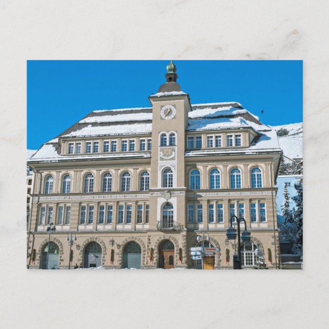 Carte Postale Hôtel de ville à St Moritz, Suisse (Devant)