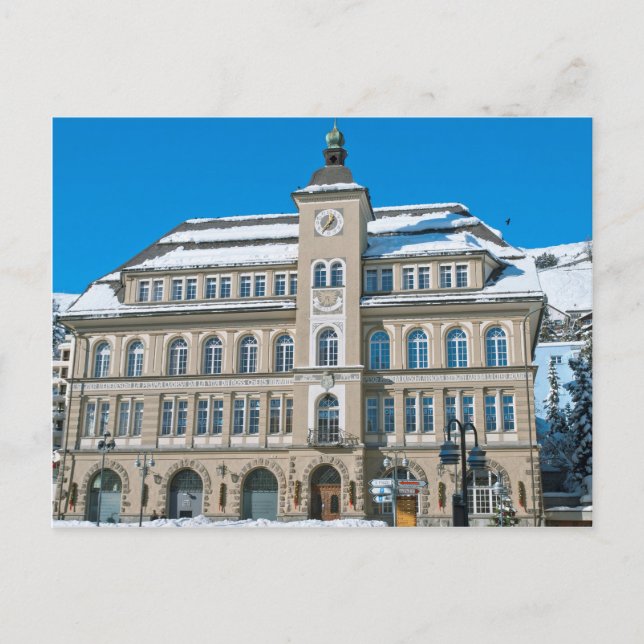 Carte Postale Hôtel de ville à St Moritz, Suisse (Devant)