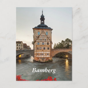 Carte Postale Hôtel de ville Bamberg et pont Obere