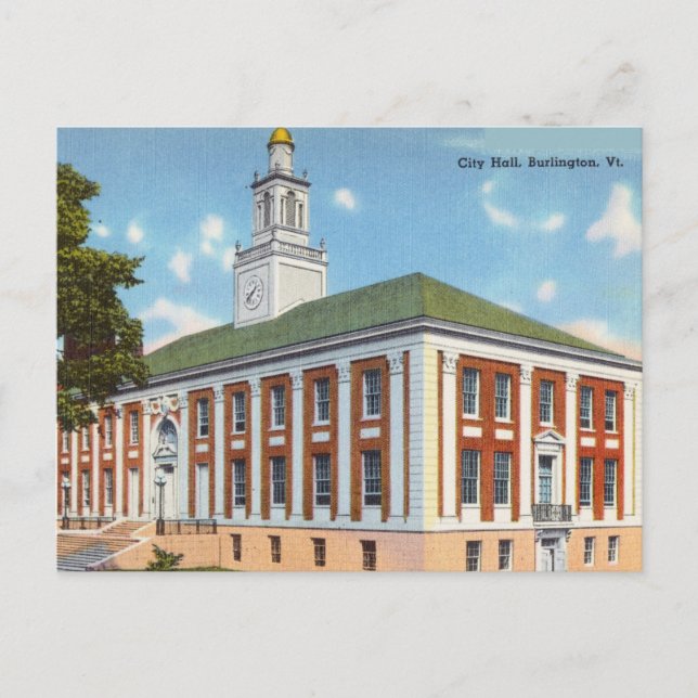 Carte Postale Hôtel de ville, Burlington, Vermont (Devant)