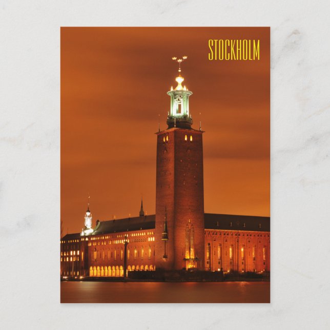 Carte Postale Hôtel de ville de Stockholm, Suède (Devant)