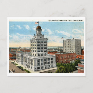 Carte Postale Hôtel de ville et vue de Tampa, 1923 Vintage