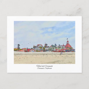 Carte Postale Hotel del Coronado California Watercolor Imprimer