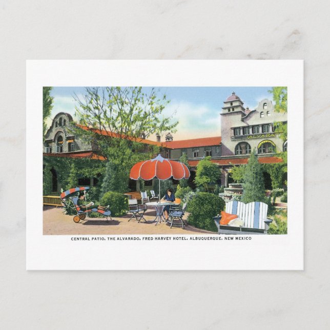 Carte Postale Hôtel Fred Harvey, Albuquerque, Nouveau-Mexique (Devant)