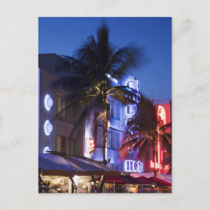Carte Postale Hôtel Neon la nuit, Ocean Drive, South Miami Beach