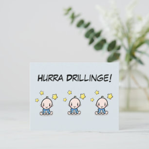 Carte Postale Hourra triplés, félicitations pour la naissance, 3