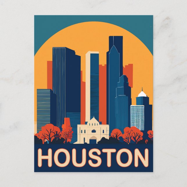Carte Postale Houston, Bâtiments reconnaissables, Voyage (Devant)