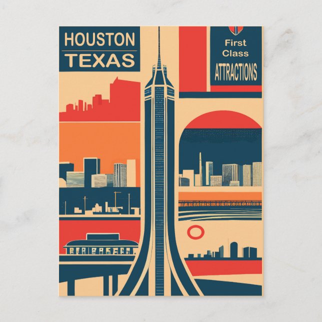 Carte Postale Houston, Texas, Attractions touristiques, Voyage (Devant)