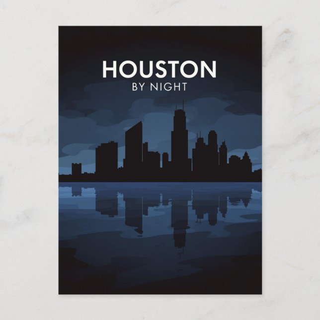 Carte Postale Houston Texas : Skyline de nuit (Devant)