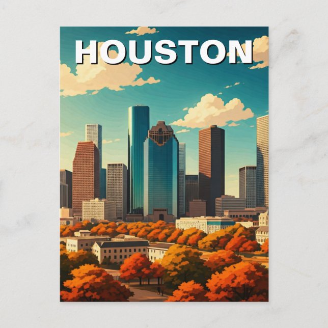 Carte Postale Houston Texas Skyline Ville chute (Devant)