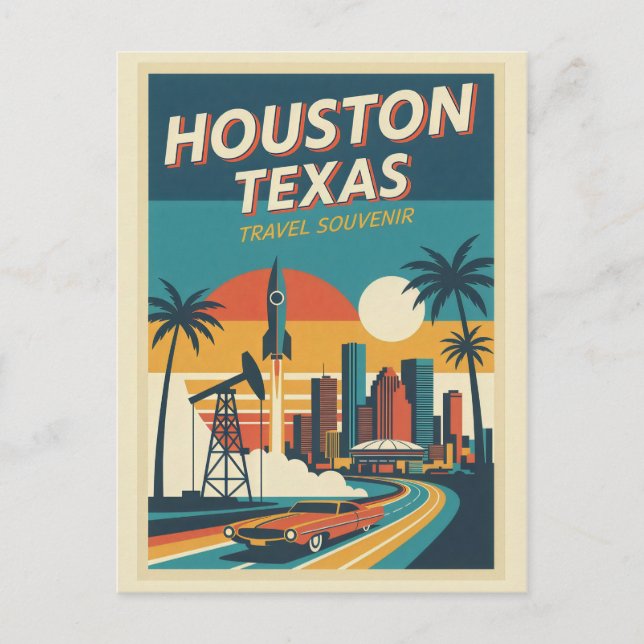 Carte Postale Houston TX Rétro Voyage 1950  (Devant)