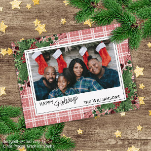 Carte Postale Houx vert élégant Baies rouges Feuillage botanique